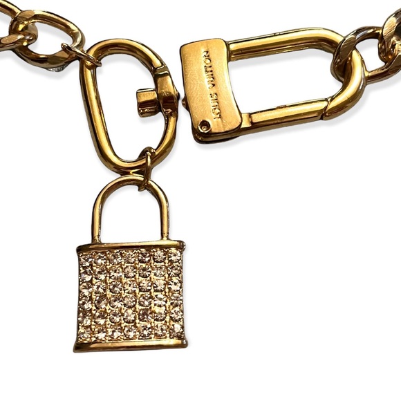 Louis Vuitton Clasp Closure Rhinestone Lock Pendant Necklace - Picture 8 of 9